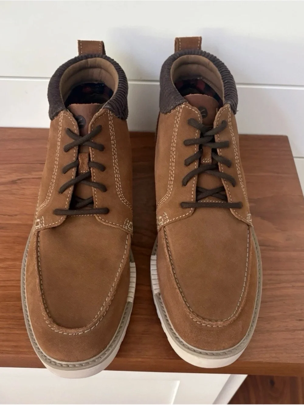 Clarks Men's Barnes Mid Oxford Chukka Boots Brown Suede Size 12 US Business Work